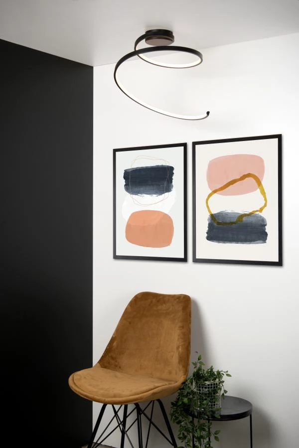 Lucide MAXENCE - Deckenleuchte - Ø 46 cm - LED 3 StepDim - 1x24W 3000K - Schwarz - Atmosphäre 1